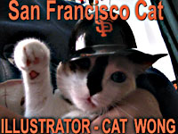 San Francisco Giants Baseball Team Fan - and Cat Wong illustrators helper waves  - CLICK FOR INFO RE CAT WONG